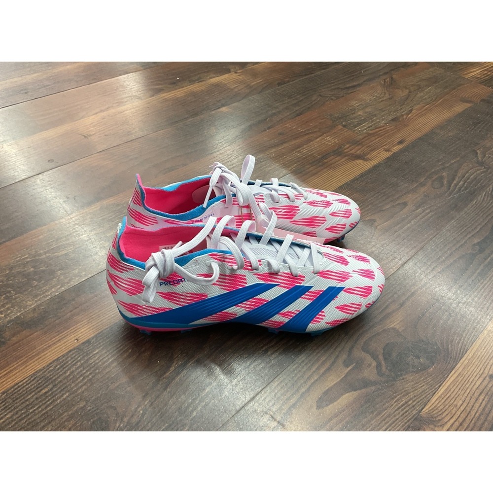 Adidas Predator Youth 5.5 Soccer Cleats White Pink Blue Firm Ground
